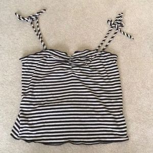 Striped bow-strap tank top